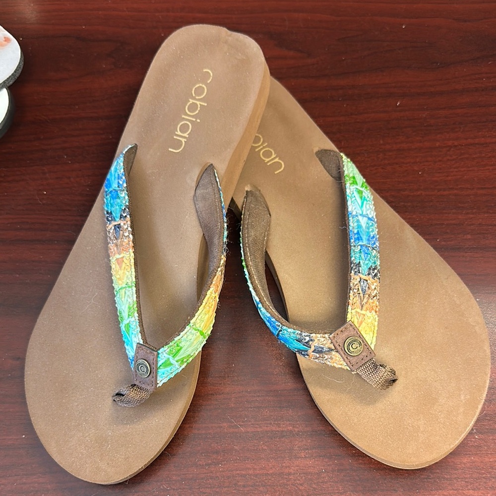 Cobian Blue and Green Sandals with Sparkly Straps